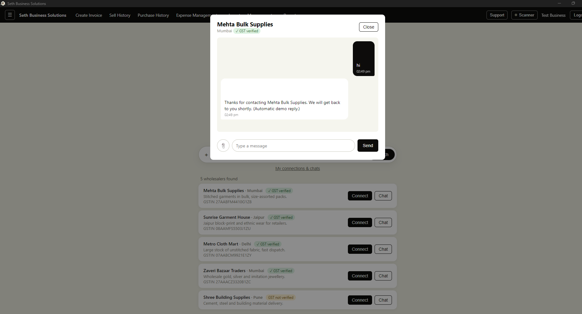 Chat and connect with manufacturers and wholesalers