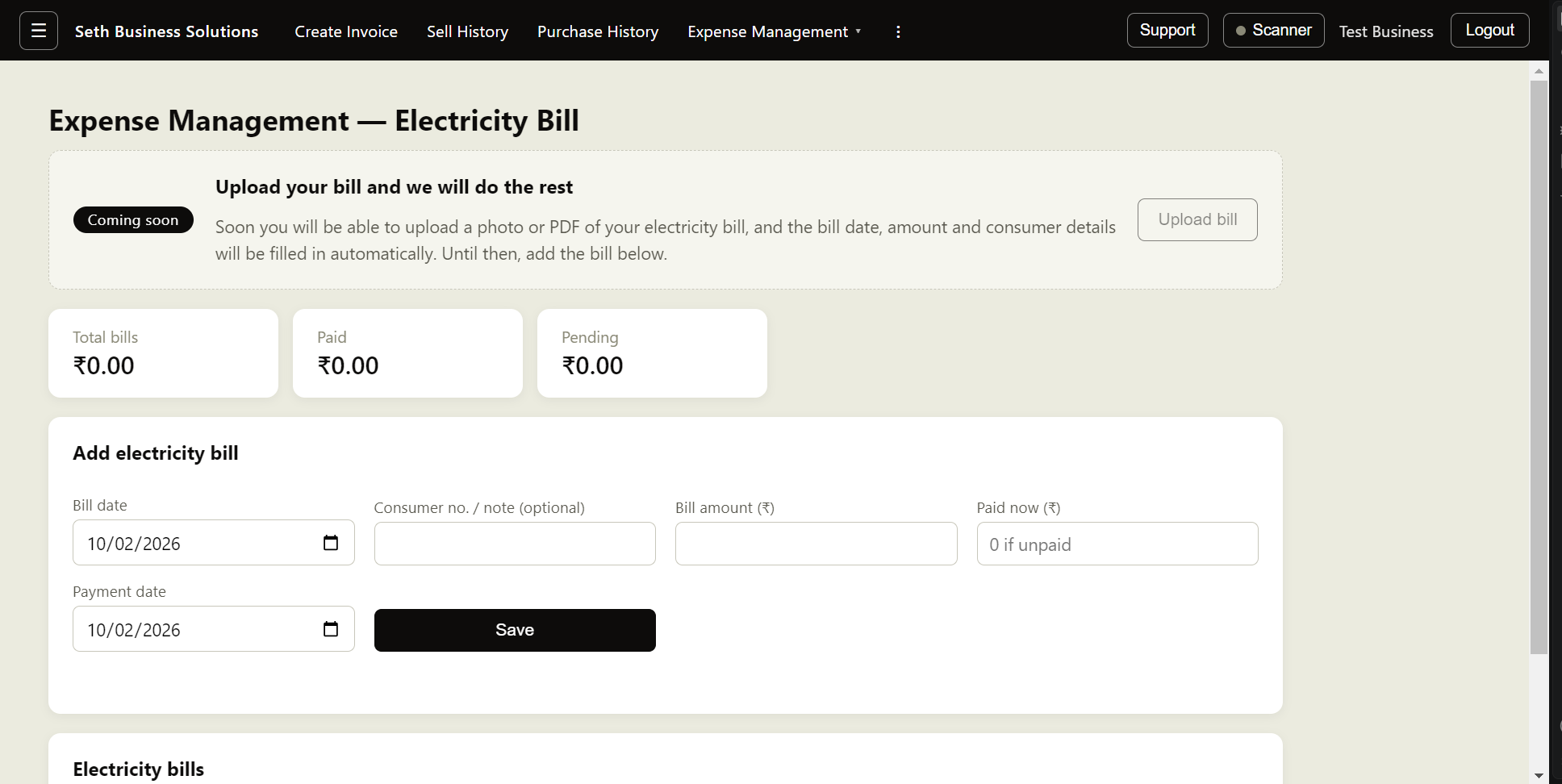 Electricity expenses