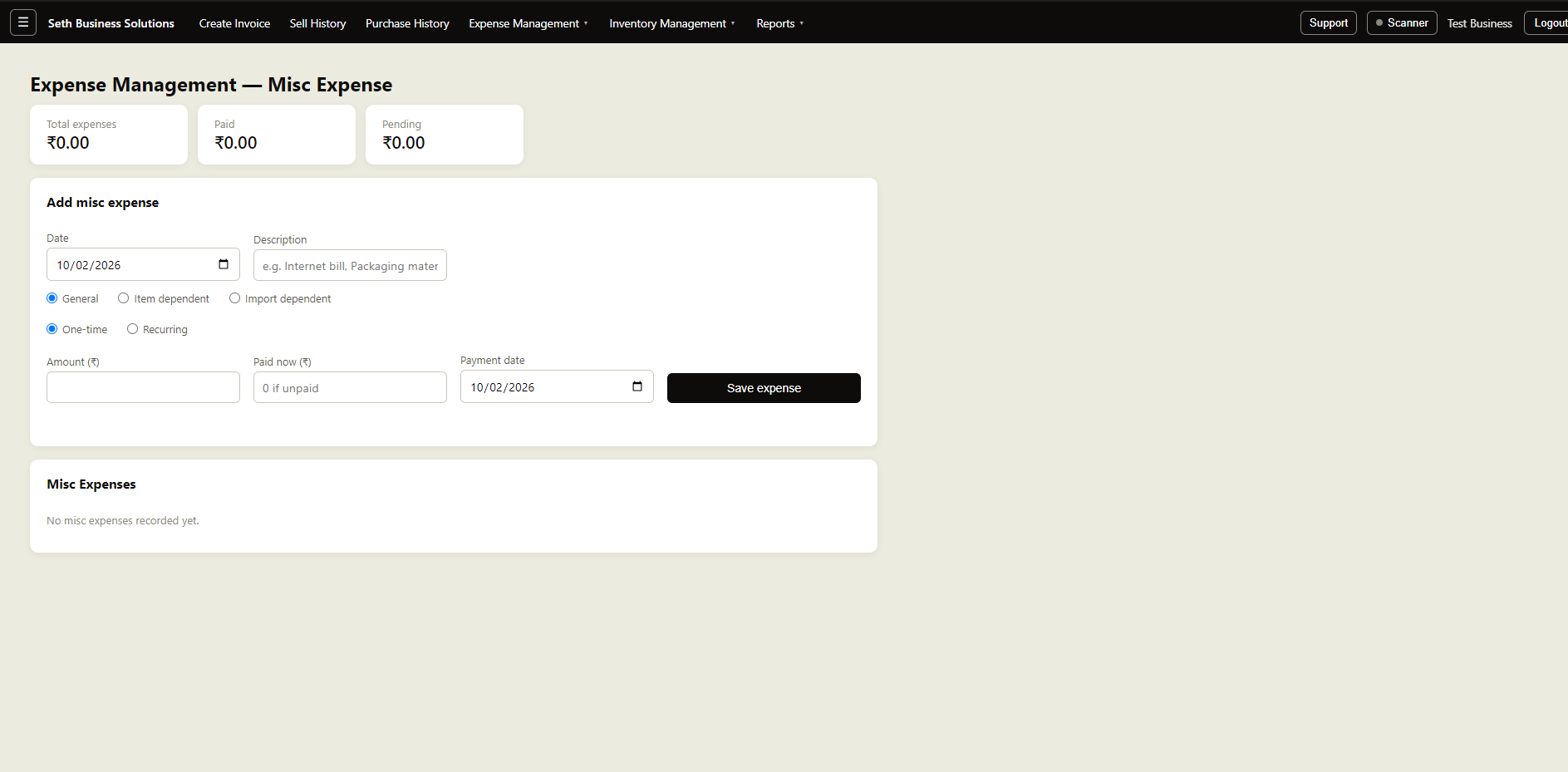 Misc expenses for everything